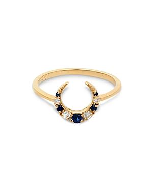 Iconery 14k Yellow Gold Crescent Sapphire And Diamond Ring