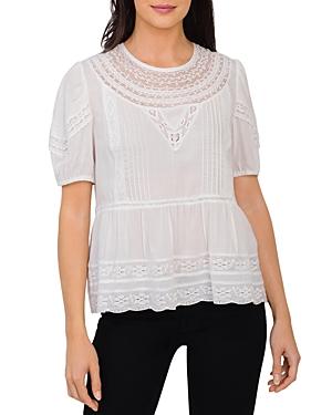 Daniel Rainn Lace Inset Short Sleeve Top