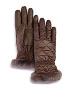 Ugg All Weather Shearling-cuff Quilted Tech Gloves