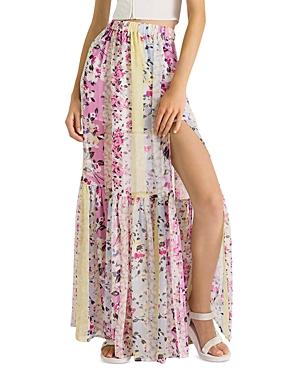 French Connection Ekeze Floral Striped Crinkle Maxi Skirt