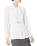 Misook Pleated Button Down Shirt