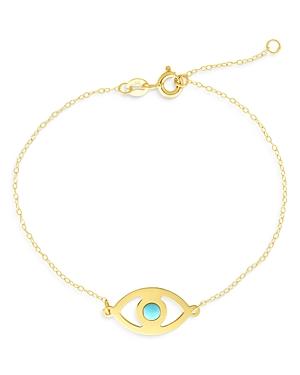 Bloomingdale's Made In Italy 14k Yellow Gold Turquoise Evil Eye Chain Link Bracelet - 100% Exclusive