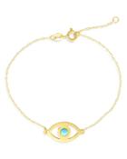 Bloomingdale's Made In Italy 14k Yellow Gold Turquoise Evil Eye Chain Link Bracelet - 100% Exclusive