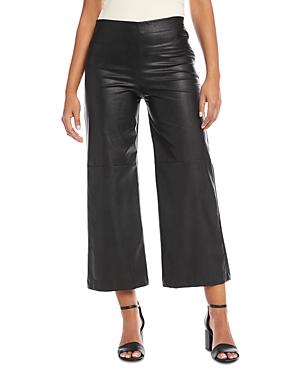 Karen Kane Faux Leather Cropped Wide Leg Pants