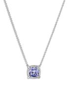 David Yurman 18k White Gold Petite Chatelaine Tanzanite & Diamond Pave Bezel Pendant Necklace, 18