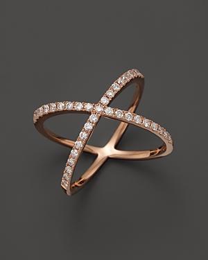 Diamond X Band In 14k Rose Gold, .40 Ct. T.w.
