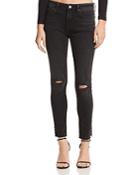 Aqua Studded-hem Distressed Skinny Jeans In Charcoal Wash - 100% Exclusive