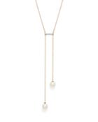 Mateo 14k Yellow Gold Cultured Freshwater Pearl & Diamond Bar Lariat Necklace, 18