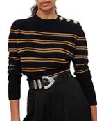 Ba & Sh Kahel Striped Button Shoulder Sweater