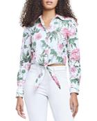 L'agence Gaia Floral Print Tie Front Blouse