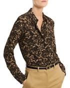 Michael Kors Organic Silk Camo Print Button Front Shirt
