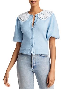 English Factory Eyelet Collar Cardigan