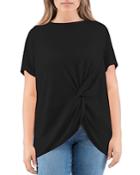 B Collection By Bobeau Curvy Rachelle Knot-front Tee