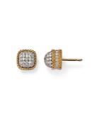 Roberto Coin 18k Yellow Gold Roman Barocco Diamond Pave Dome Stud Earrings