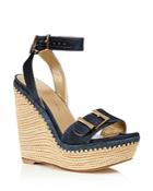 Stuart Weitzman Bissy Denim Wedge Platform Sandals