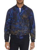 Robert Graham The Lewis Limited Edition Silk Embroidered Oil Slick Print Bomber Jacket