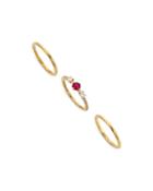 Nadri Gemma Pave & Red Mother Of Pearl Stack Rings In 18k Gold Plate, Set Of 3