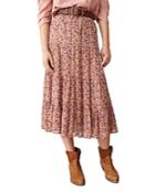 Ba & Sh Monder Floral Print Tiered Midi Skirt