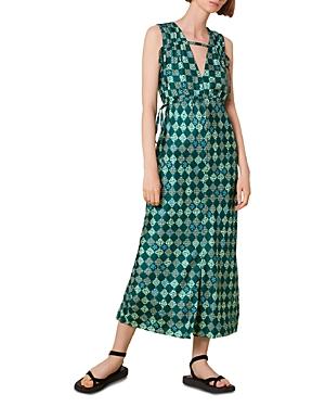 Whistles Checkboard Cutout Silk Dress