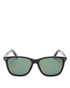 Zegna Wayfarer Leather Temple Sunglasses, 56mm