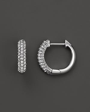 Diamond Hoop Earrings In 14k White Gold, .20 Ct. T.w.