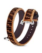 Fendi Selleria Velvet & Leather Wrap Watch Strap, 14mm