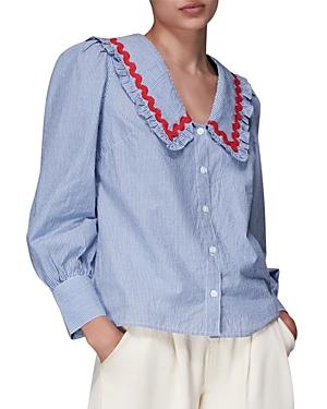 Whistles Striped Ruffled Blouse