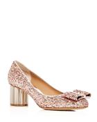 Salvatore Ferragamo Women's Glitter Flower Heel Pumps