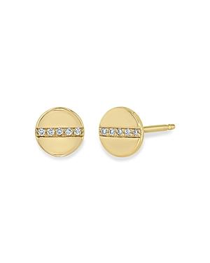 Zoe Chicco 14k Yellow Gold Diamond Link Disc Stud Earrings
