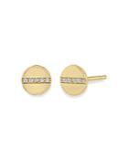 Zoe Chicco 14k Yellow Gold Diamond Link Disc Stud Earrings