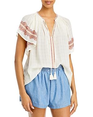 Vanessa Bruno Lowell Tie Neck Embroidered Blouse