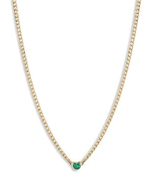 Zoe Chicco 14k Yellow Gold Emerald Solitaire Chain Choker Necklace, 14-16