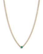 Zoe Chicco 14k Yellow Gold Emerald Solitaire Chain Choker Necklace, 14-16