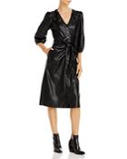 Lucy Paris Belted Faux Leather Midi Dress