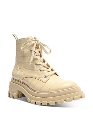 Schutz Women's Orly Croc Embossed Leather Platform Combat Boots