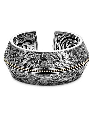 John Hardy 18k Yellow Gold & Sterling Silver Classic Chain Reticulated Bead Accent Jawan Kick Cuff Bracelet