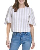 Dkny Striped Flutter Sleeve Top