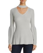 Heather B Choker-neck Bell-sleeve Sweater