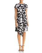 Kenneth Cole Gathered Front Floral Print Dress