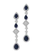 Bloomingdale's Blue Sapphire & Diamond Linear Drop Earrings In 14k White Gold - 100% Exclusive
