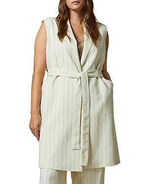 Marina Rinaldi Citta Striped Sleeveless Blazer