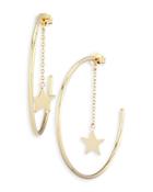 Moon & Meadow 14k Yellow Gold Dangle Star Hoop Earrings