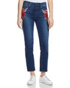Paige Jacqueline Embroidered Straight-leg Jeans In Indigo Bloom