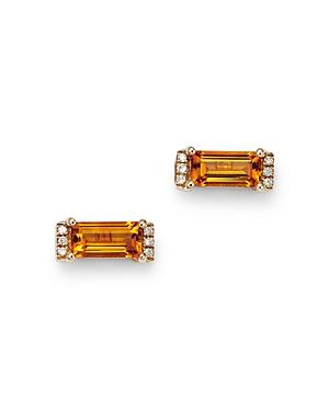 Bloomingdale's Citrine & Diamond Accent Bar Stud Earrings In 14k Yellow Gold - 100% Exclusive