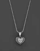 Lagos Sterling Silver Signature Caviar Heart Pendant Necklace With Pave Diamonds, 16