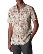Eton Linen Floral Print Slim Fit Button Down Resort Shirt