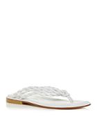 Stuart Weitzman Women's Calypso Braided Square Toe Thong Sandals