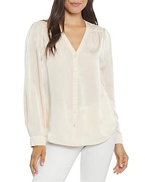 Nydj Smocked V Neck Blouse