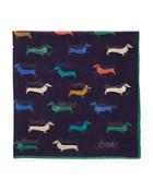 Drake's Dachshund Print Pocket Square