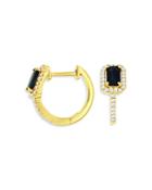 Bloomingdale's Sapphire & Diamond Huggie Hoop Earrings In 14k Yellow Gold- 100% Exclusive